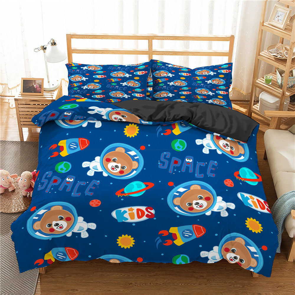 Cartoon Bedding Set Aerospace Astronaut Duvet Cover Quilt Cover Double Bed EX-STOCK Canada