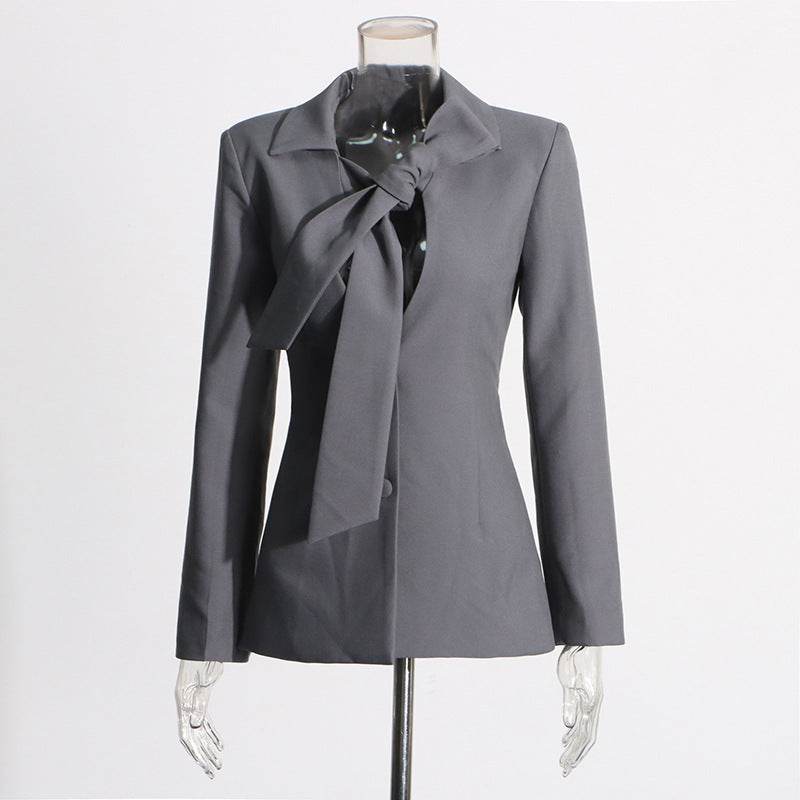 V-neck Lace-up Single-breasted Design Blazer For Women - EX-STOCK Canada