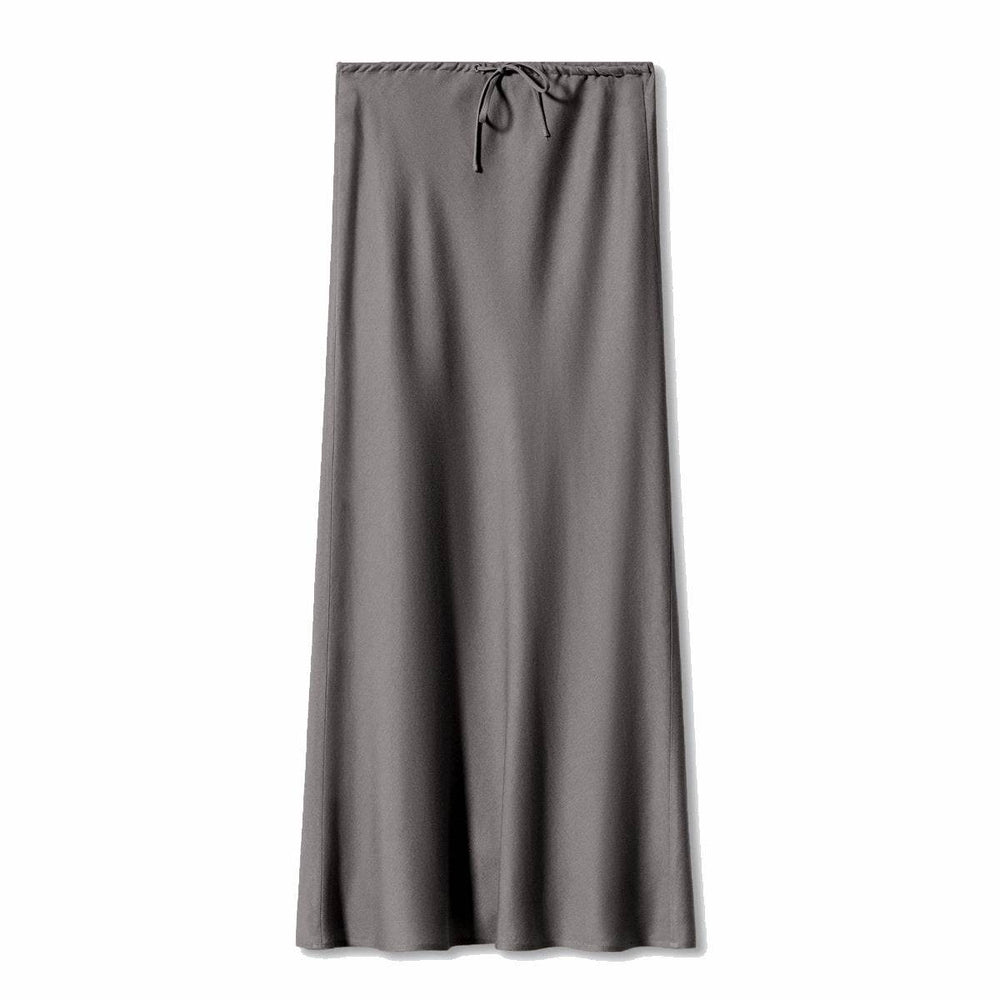 High Quality Satin Silk High Waist Drawstring Lace-up Solid Women Satin Midi Skirt - EX-STOCK Canada