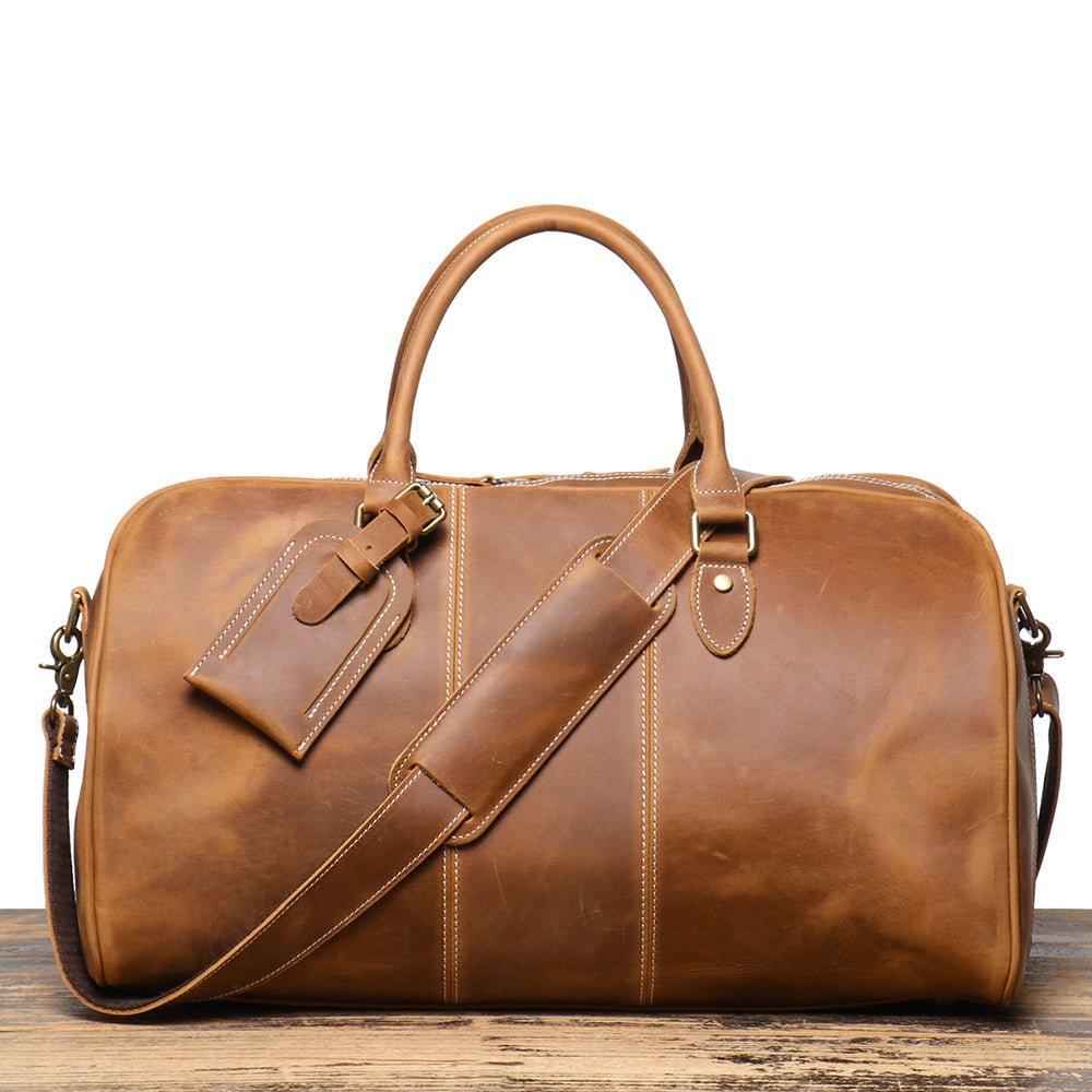 Retro New Men's Genuine Leather Portable Travel Bag | EX-STOCK Canada