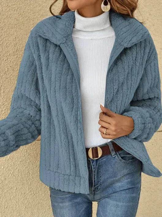 Fall Winter Casual Women Thick Fleece sherpa Lapel Cardigan sweater Jacket - EX-STOCK Canada