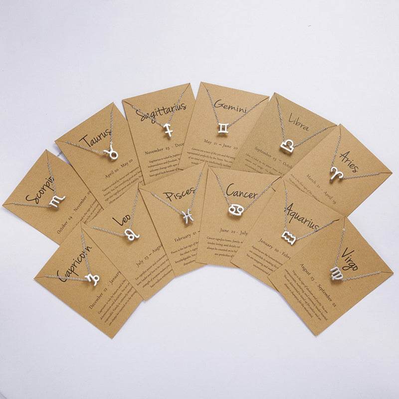 12 Zodiac Sign Necklaces With Gift Card Constellations Pendant Necklace Jewelry - EX-STOCK Canada