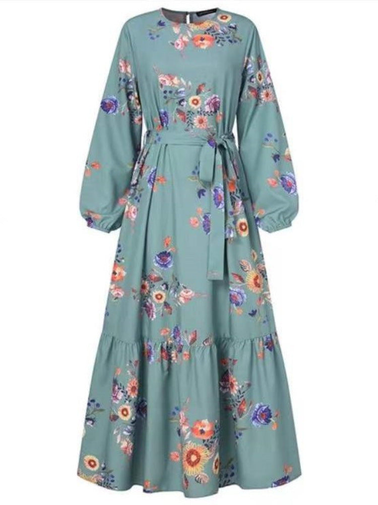 Robe à manches longues imprimée pour femmes musulmanes turques - EX-STOCK Canada