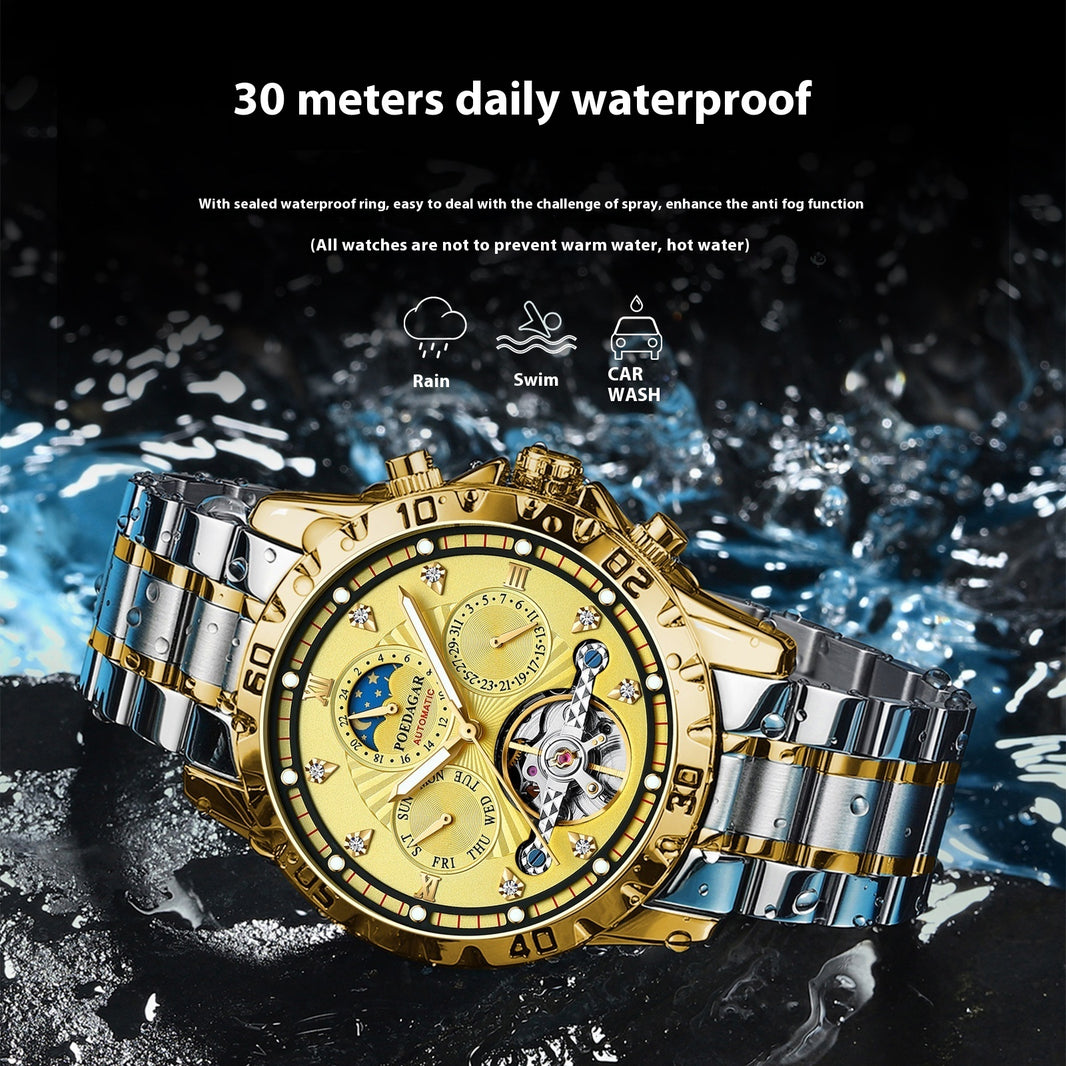 Herrenmechanische Uhr Wasserdicht Luxuriöse Multifunktionale Herrenarmbanduhr | EX-STOCK Canada