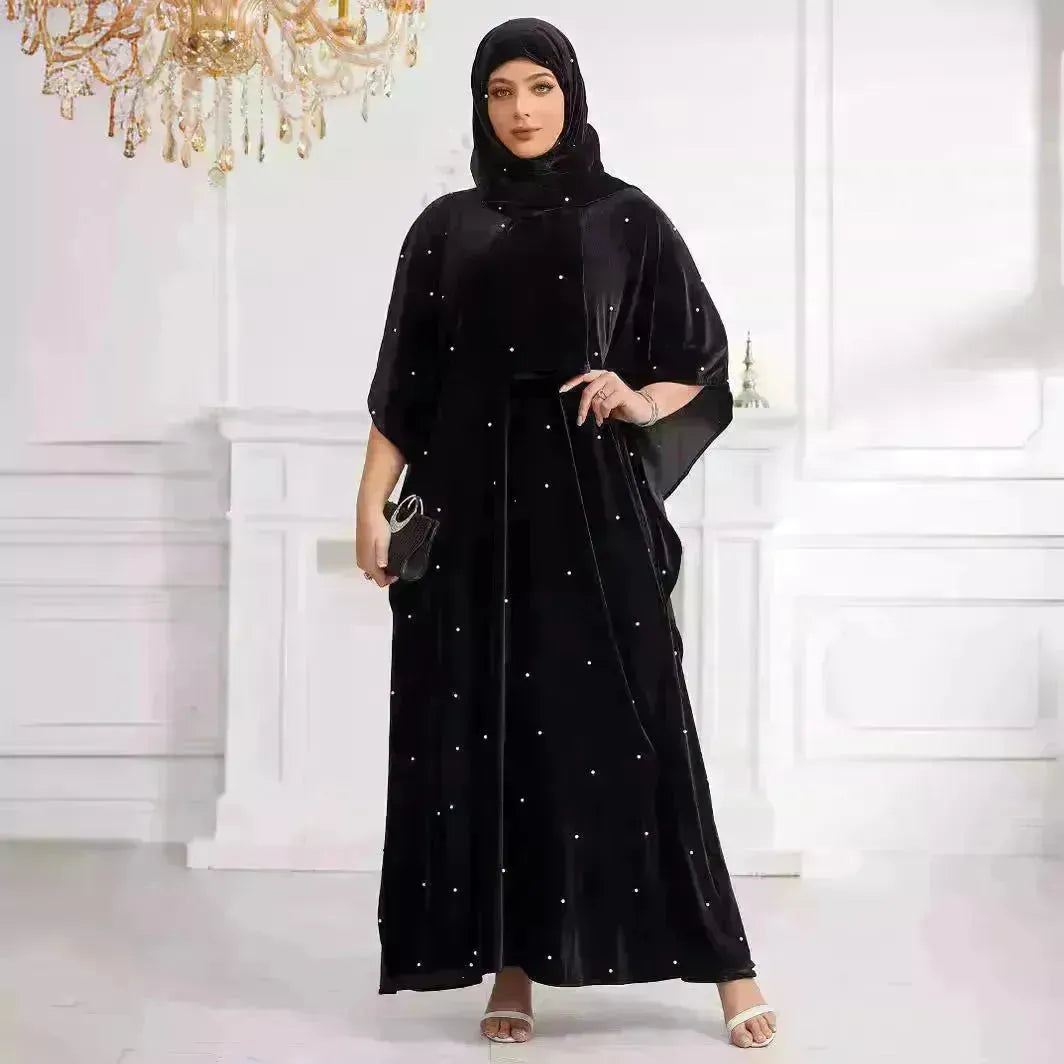 Black Abaya Hijab Jilbab Abaya per Arabmiddle East Arab Dubai ISLAMIC ISLAMIC per le donne Eid Jalabiya per donne Abaya Khimar Set