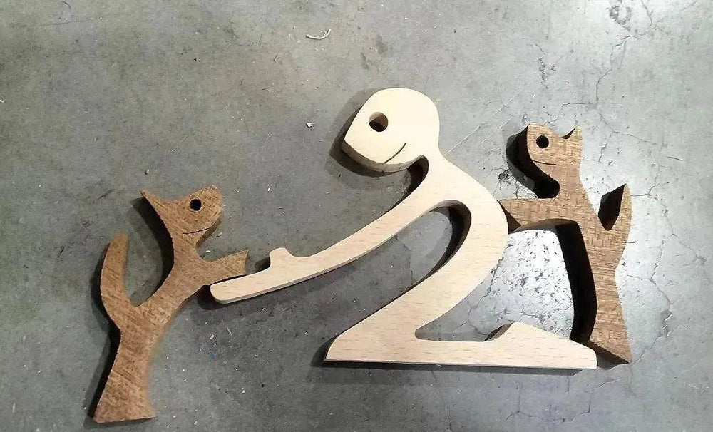 DIY Figurine Wood Dog Ornament Sculpture Home Decoration A Man A Dog Wood Sculpture Christmas Gifts Model Decor - EX-STOCK Canada