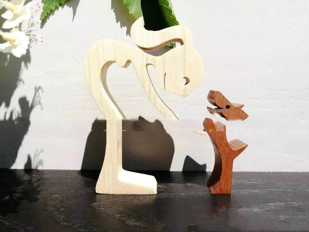 DIY Figurine Wood Dog Ornament Sculpture Home Decoration A Man A Dog Wood Sculpture Christmas Gifts Model Decor - EX-STOCK Canada