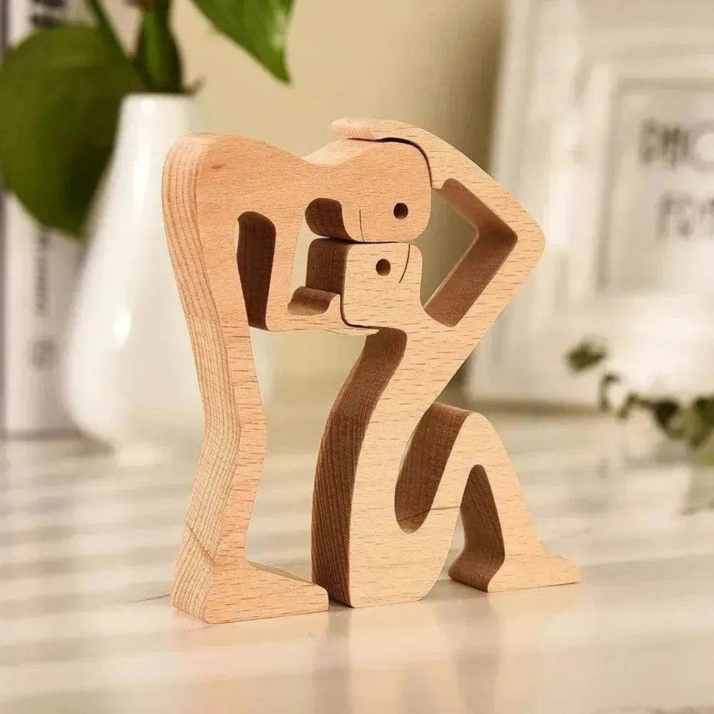 DIY Figurine Wood Dog Ornament Sculpture Home Decoration A Man A Dog Wood Sculpture Christmas Gifts Model Decor - EX-STOCK Canada