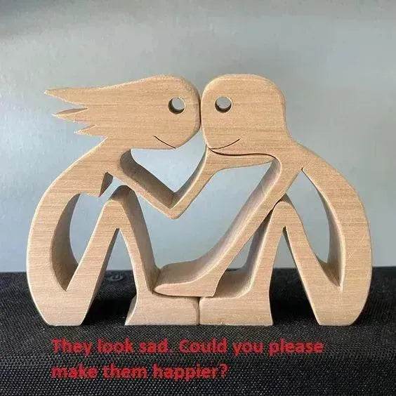 DIY Figurine Wood Dog Ornament Sculpture Home Decoration A Man A Dog Wood Sculpture Christmas Gifts Model Decor - EX-STOCK Canada