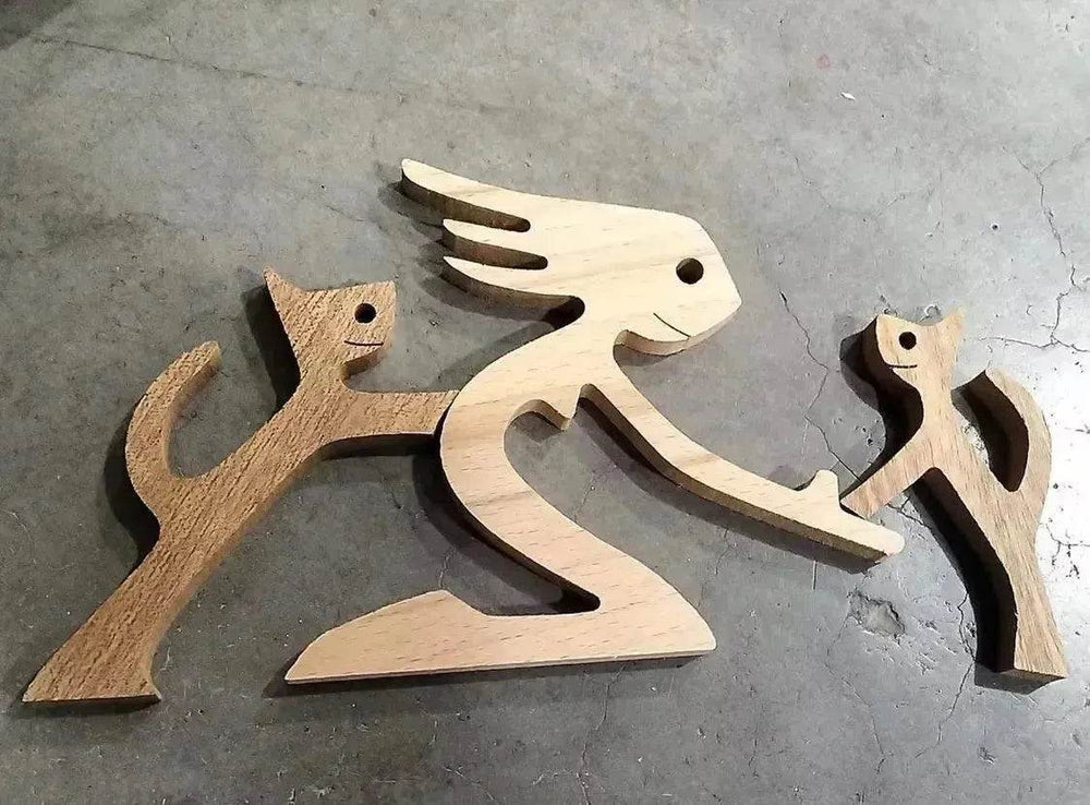 DIY Figurine Wood Dog Ornament Sculpture Home Decoration A Man A Dog Wood Sculpture Christmas Gifts Model Decor - EX-STOCK Canada