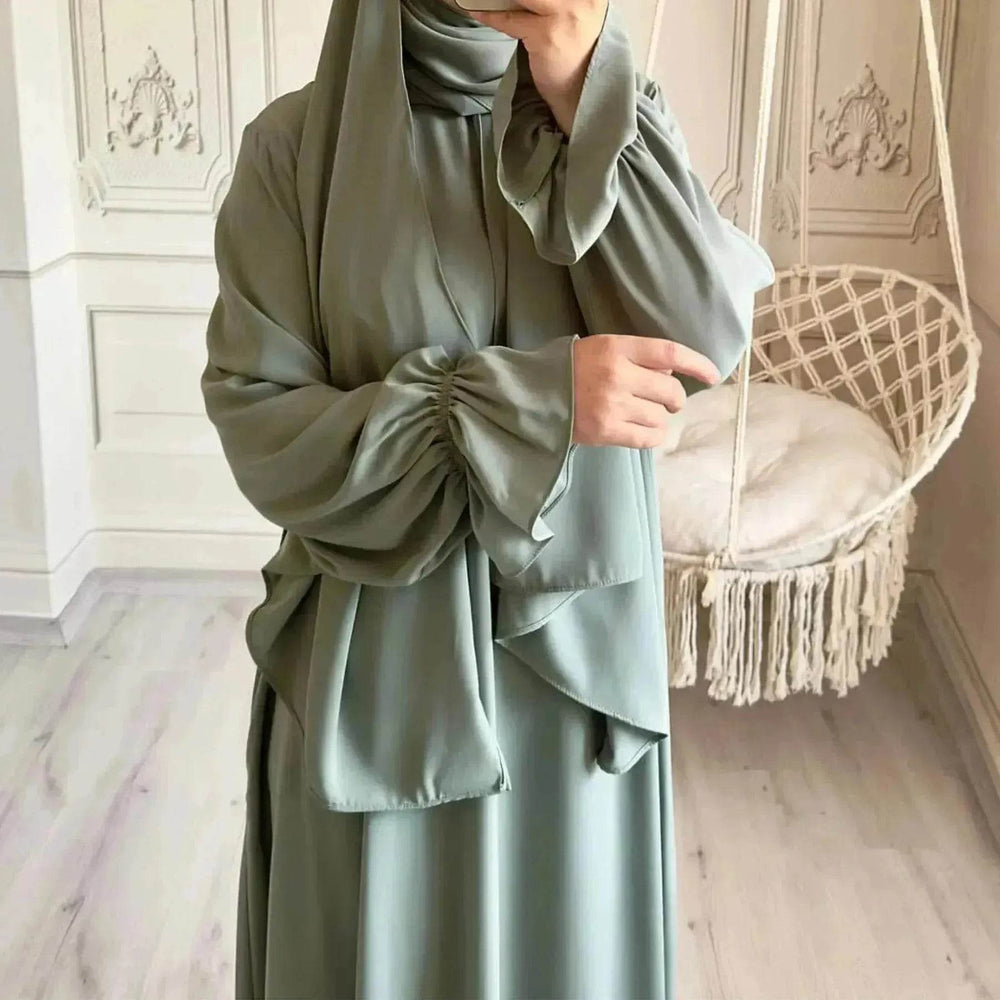 Dubai Turkey Solid Color Small Horn Sleeve Dress - EX-STOCK Canada