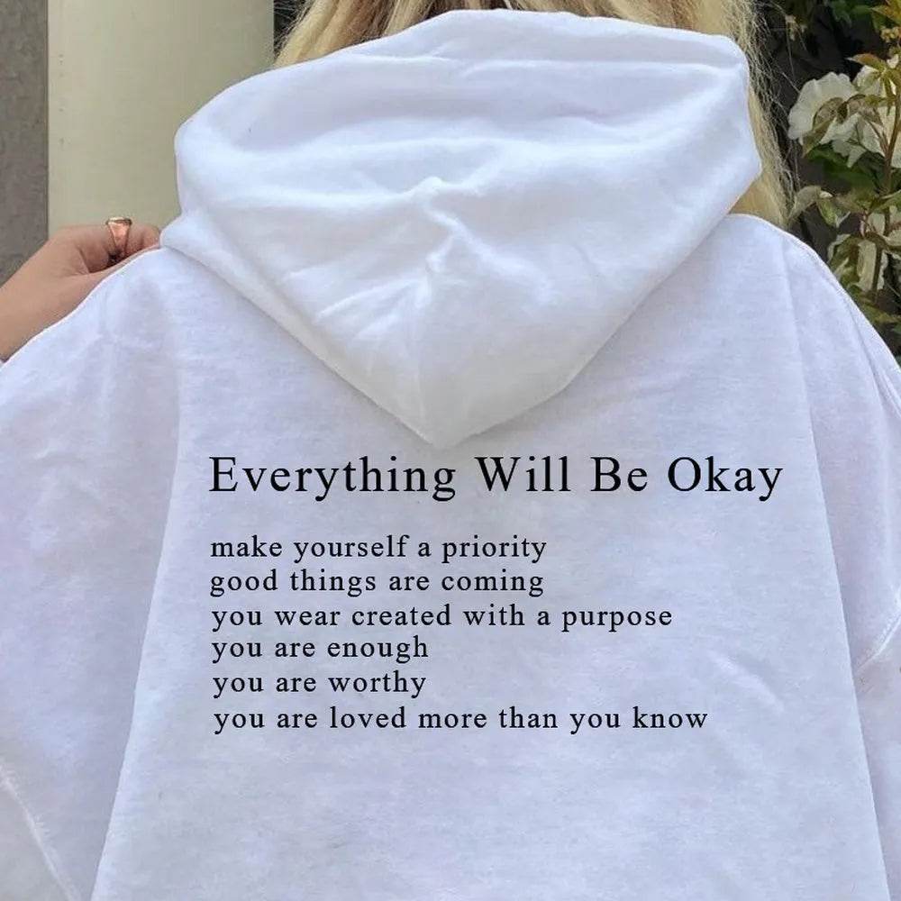 Everything Will Be Okay Loose Casual Men's And Women's Korean Version Loose Round Neck Top - EX-STOCK Canada
