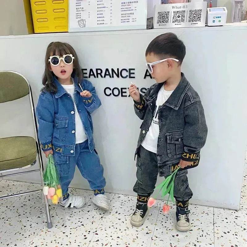 Neutral Unisex Denim Suit Spring Clothes Western Style Denim Two piece for boys and girls - EX-STOCK Canada