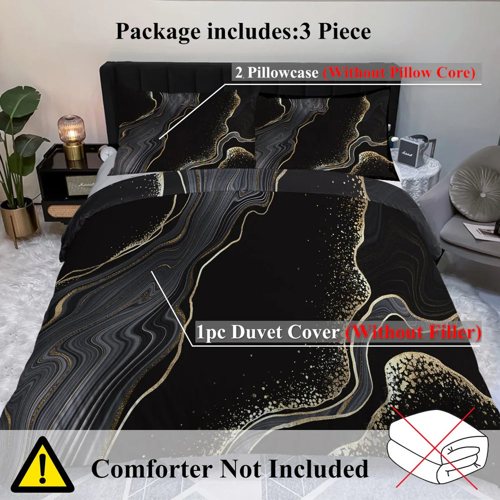 Black Gold Grey Marble Bedding Watercolor Marble Duvet Cover Set Abstract Chic Printed Design Quilt Cover Single 1 Duvet Cover 2 Pillowcases EX-STOCK Canada