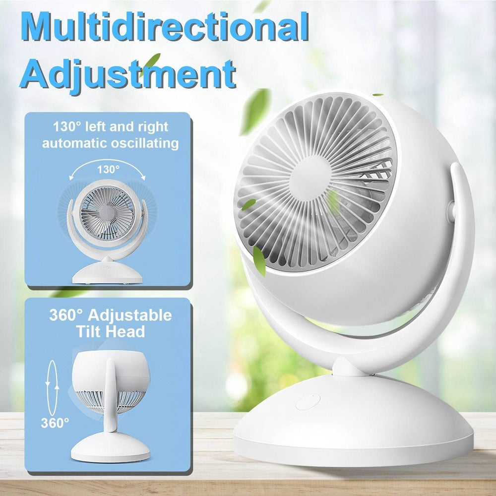 Portable Desk Fan Rechargeable Oscillating Tilting Fan With 4 Speeds 360 Degree - EX-STOCK Canada