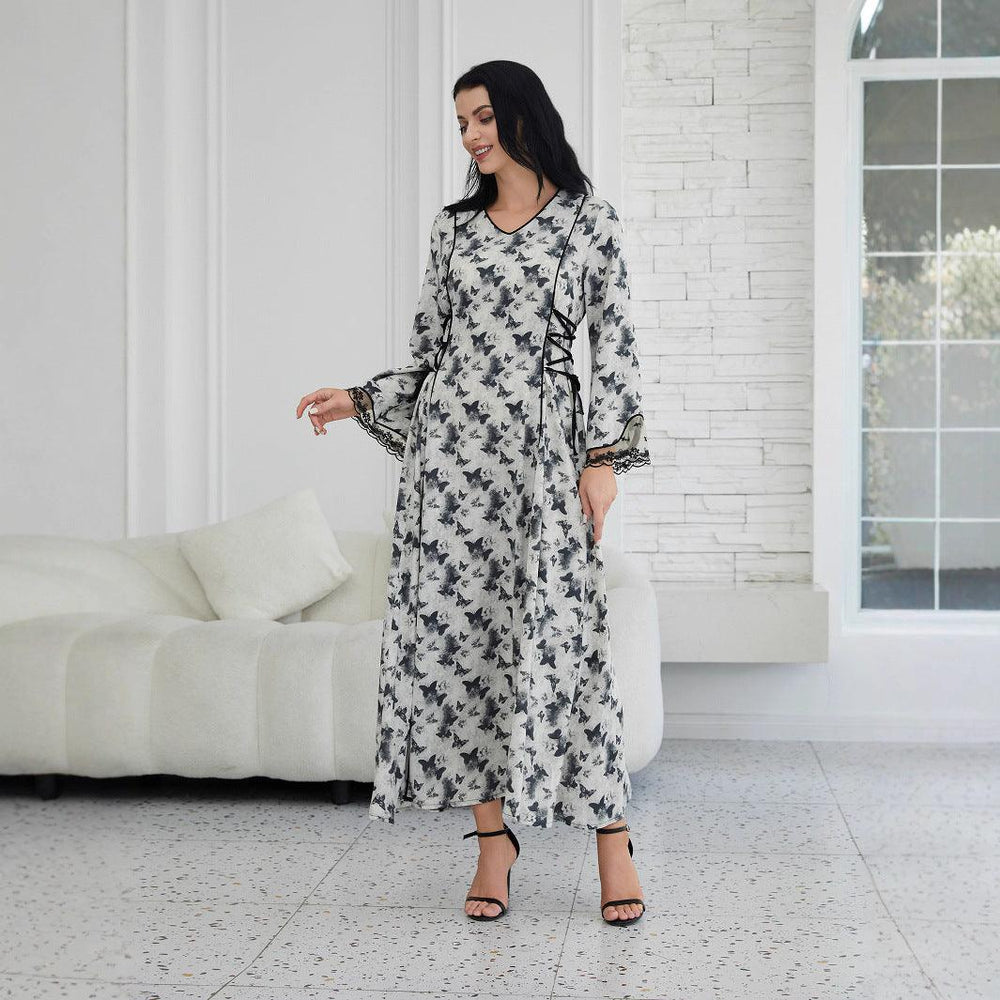 Vestito Abaya Musulmano Stampato alla Moda - EX-STOCK Canada