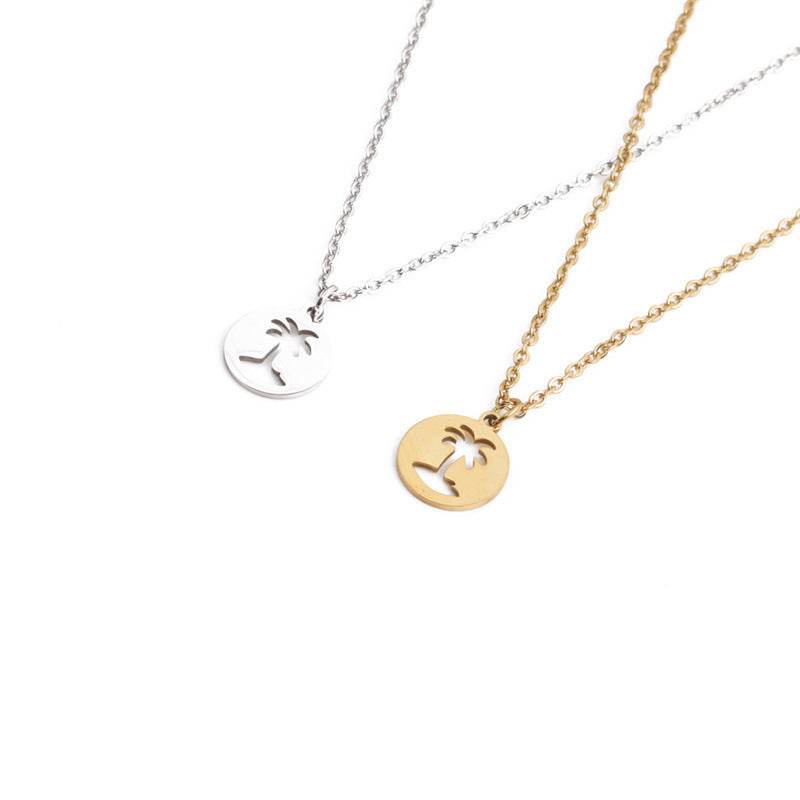 Titanium Steel Hollow Coconut Tree Pendant Neck Accessories Unisex - EX-STOCK Canada