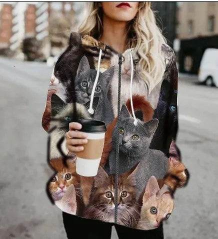Printed Anime Cartoon Casual Fashion Zip up Hoodie Cardigan women - EX-STOCK Canada