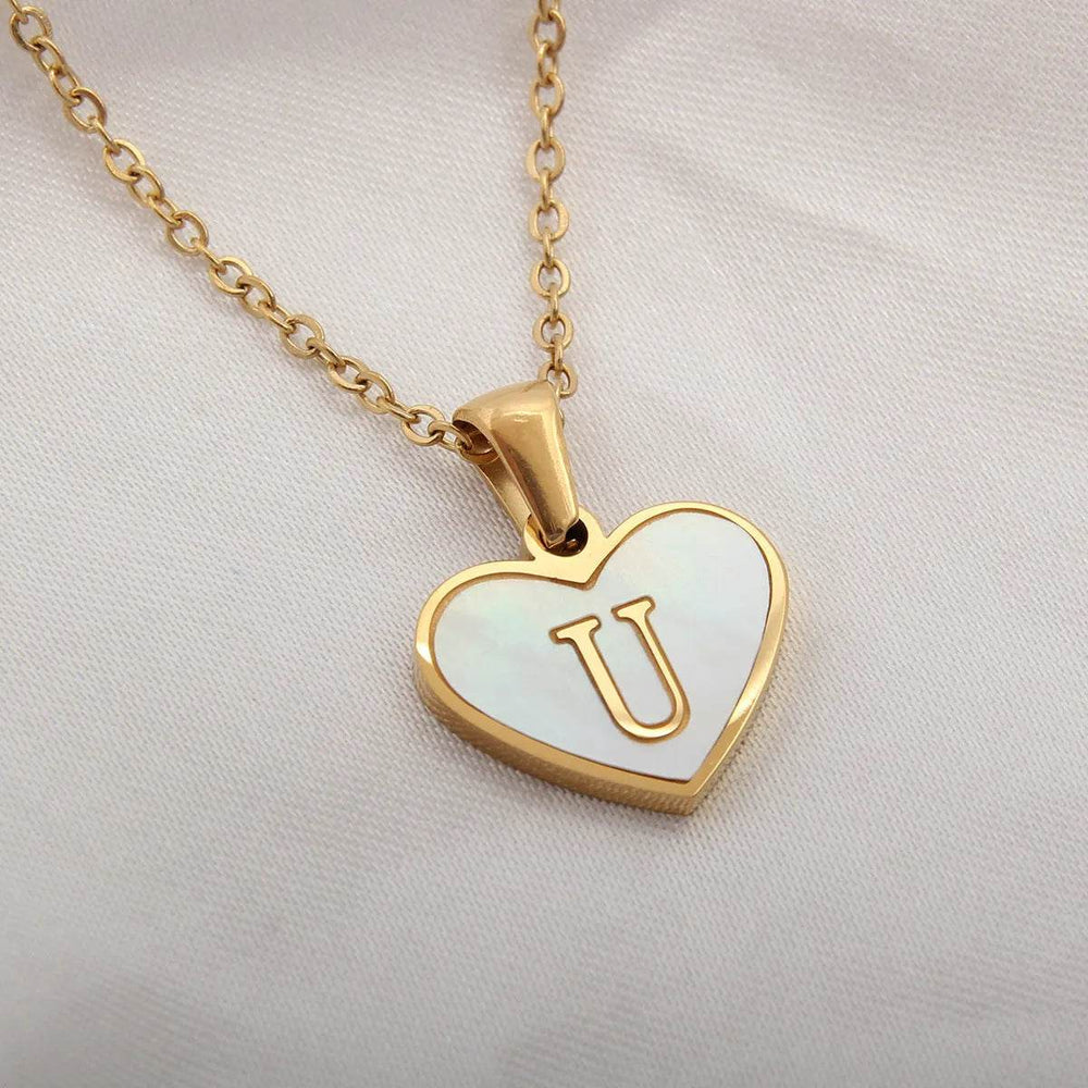 26 Letter Heart-shaped Necklace White Shell Love Clavicle Chain Fashion Personalized Necklace For Women Jewelry Valentine's Day - EX-STOCK Canada