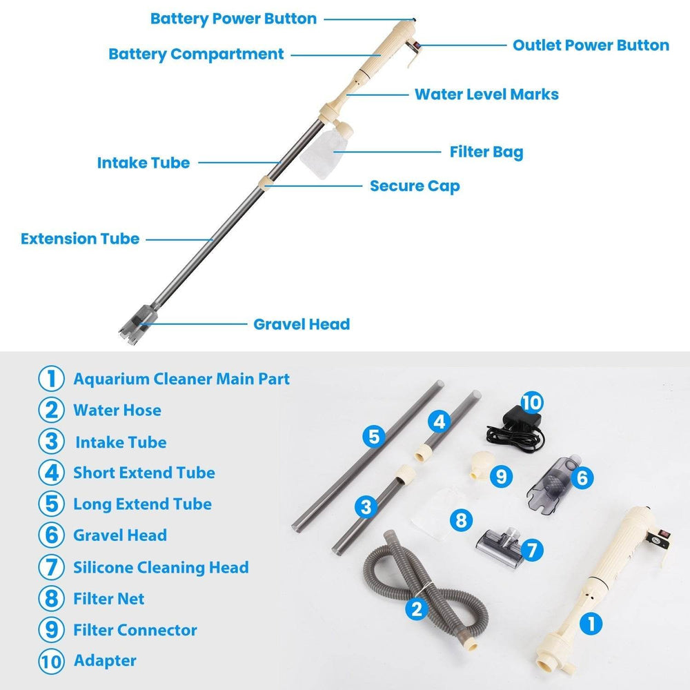 Powerful Electric Aquarium Vacuum Gravel Cleaner - EX-STOCK Canada