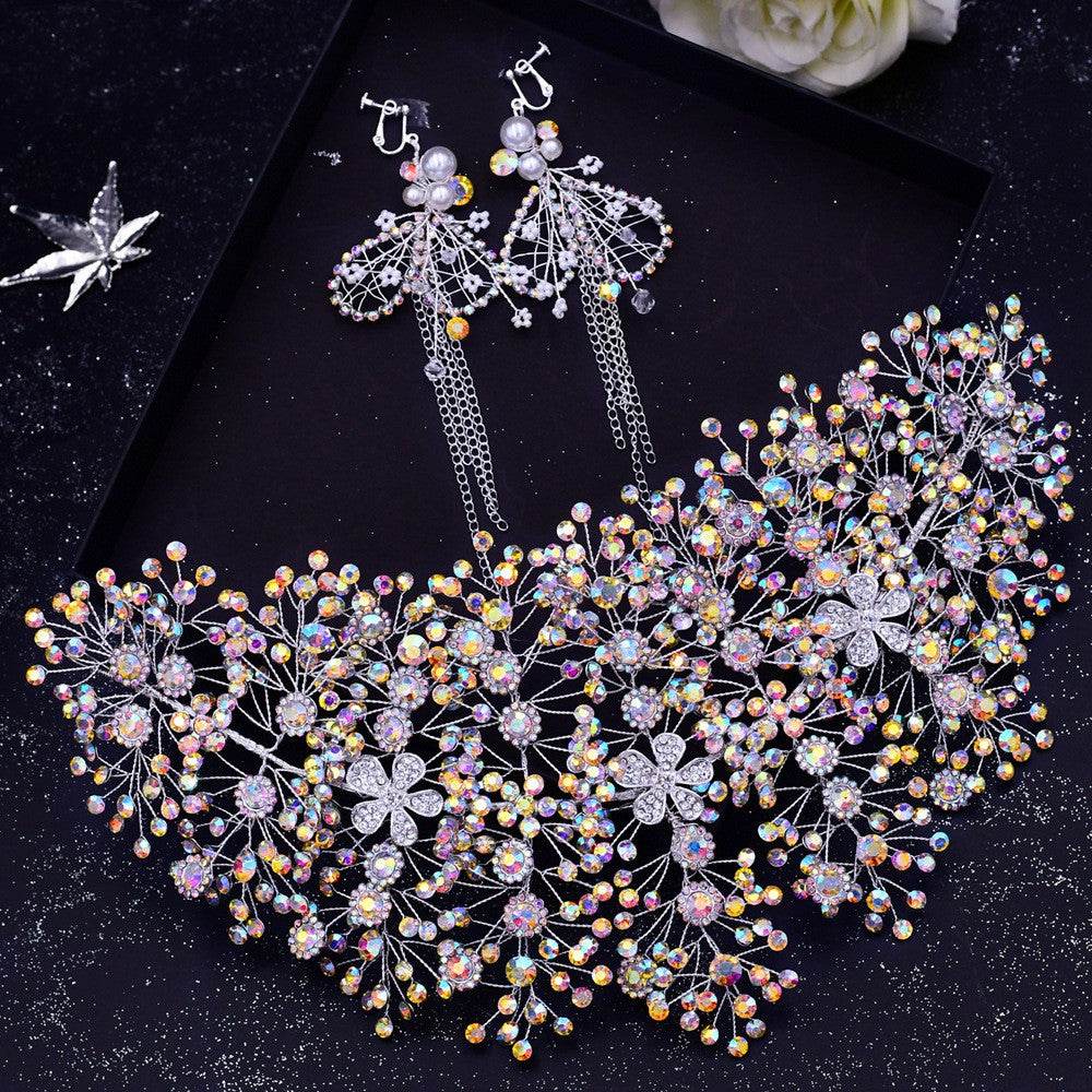 Luxury and Elegant Bridal Flower Rhinestone Headband Fashion Accessories set - EX-STOCK Canada
