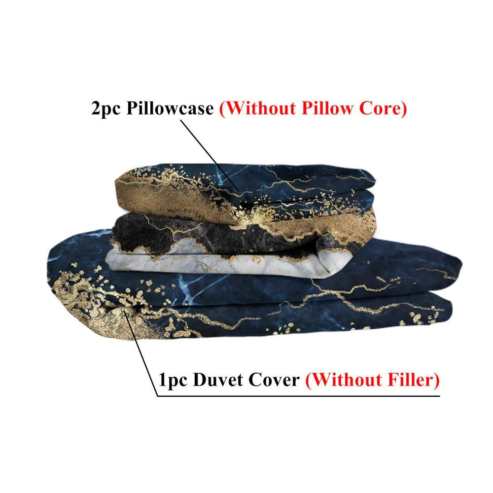 Chic Marble Bedding White Marble Gilded Navy Blue Duvet Cover Set Trendy Printed Design Bed Quilt Cover Set King 1 Duvet Cover 2 Pillowcases EX-STOCK Canada