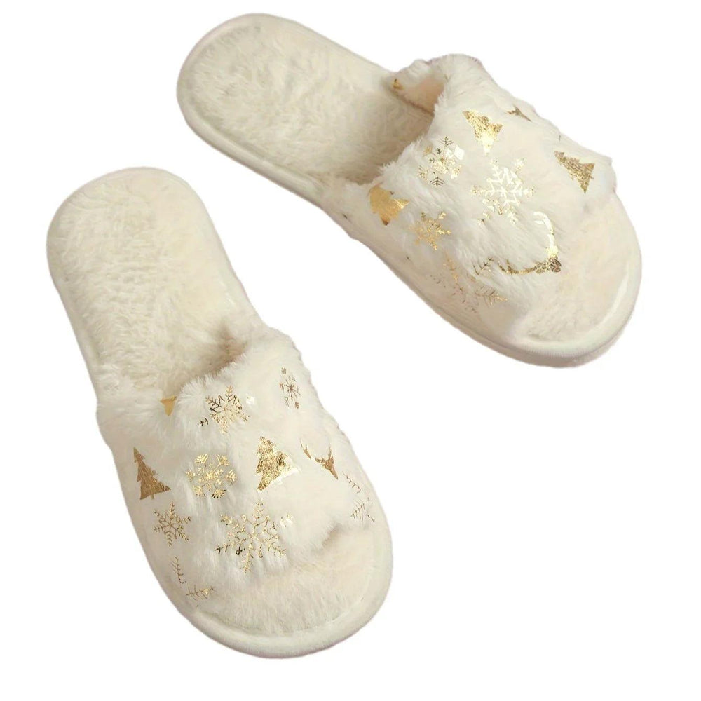 Chaussons en coton de Noël à bout ouvert en pelucheEX-STOCK Canada