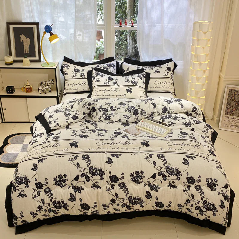 Thick Hepburn Black Lace Brushed Washed Cotton Duvet Insert Warm EX-STOCK Canada