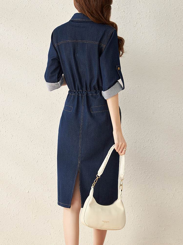 Handsome Retro Denim Waist-tight Dress - EX-STOCK Canada