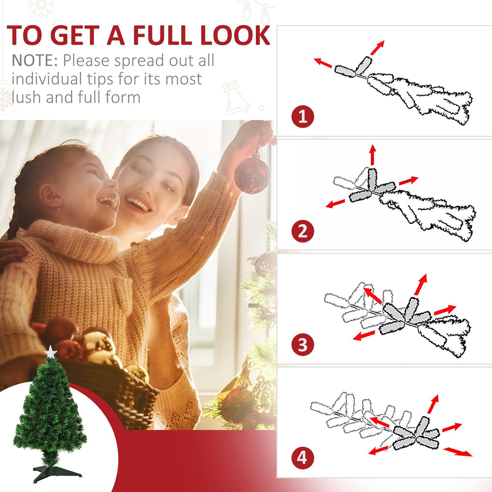 2.5FT Prelit Artificial Tabletop Christmas Tree With Fibre Optics Holiday Home Xmas Decoration For Table And Desk Geen EX-STOCK Canada