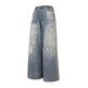 Washed Distressed Casual Loose Wide-leg Baggy Jeans Pant Splash-ink Design Slimming Unisex Style Mop Pants Men And Women - EX-STOCK Canada