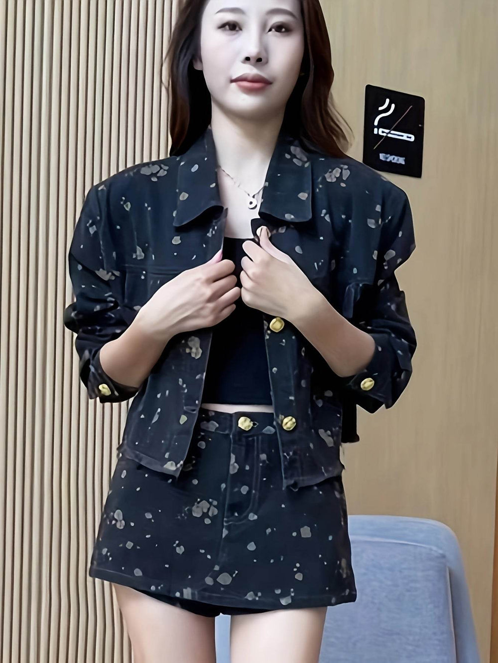 Retro Floral Print Denim Jacket For Women Autumn Design Niche Short Style Casual Jacket Set EX-STOCK Canada