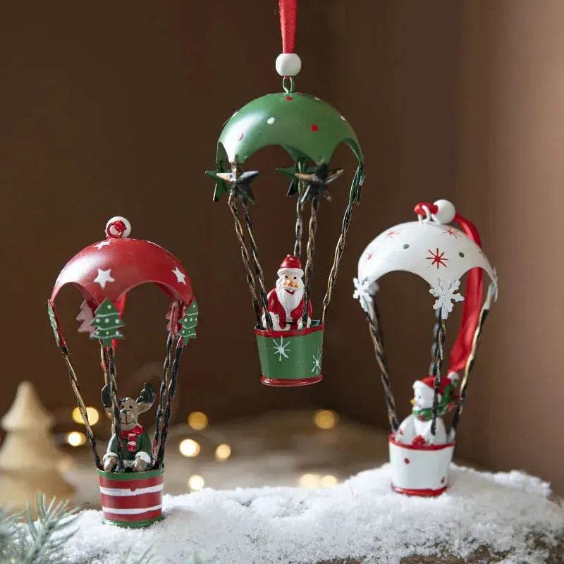 Nordic Iron Christmas Hot Air Balloon Parachute Pendant Creative Decorations Tree Charms Hangings - EX-STOCK Canada