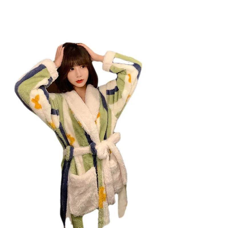 Thick Flannel Bathrobe Winter Long Pajamas - EX-STOCK Canada