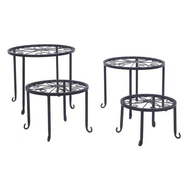Metal Plant Stand 4 In 1 Potted Irons Planter Supports Floor Flower Pot Round Rack Display - EX-STOCK Canada