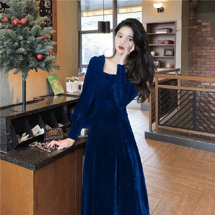 Robe en velours uni à encolure carrée pour femmesEX-STOCK Canada