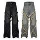 Wash Distressed Stitching Baggy Jeans Pant With Whiskers Same Style For Men And Women - EX-STOCK Canada