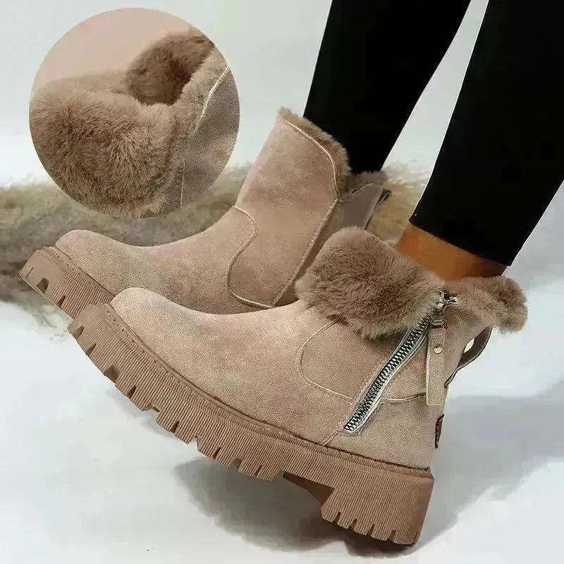 Bottes de neige épaisses Femmes Faux en daim