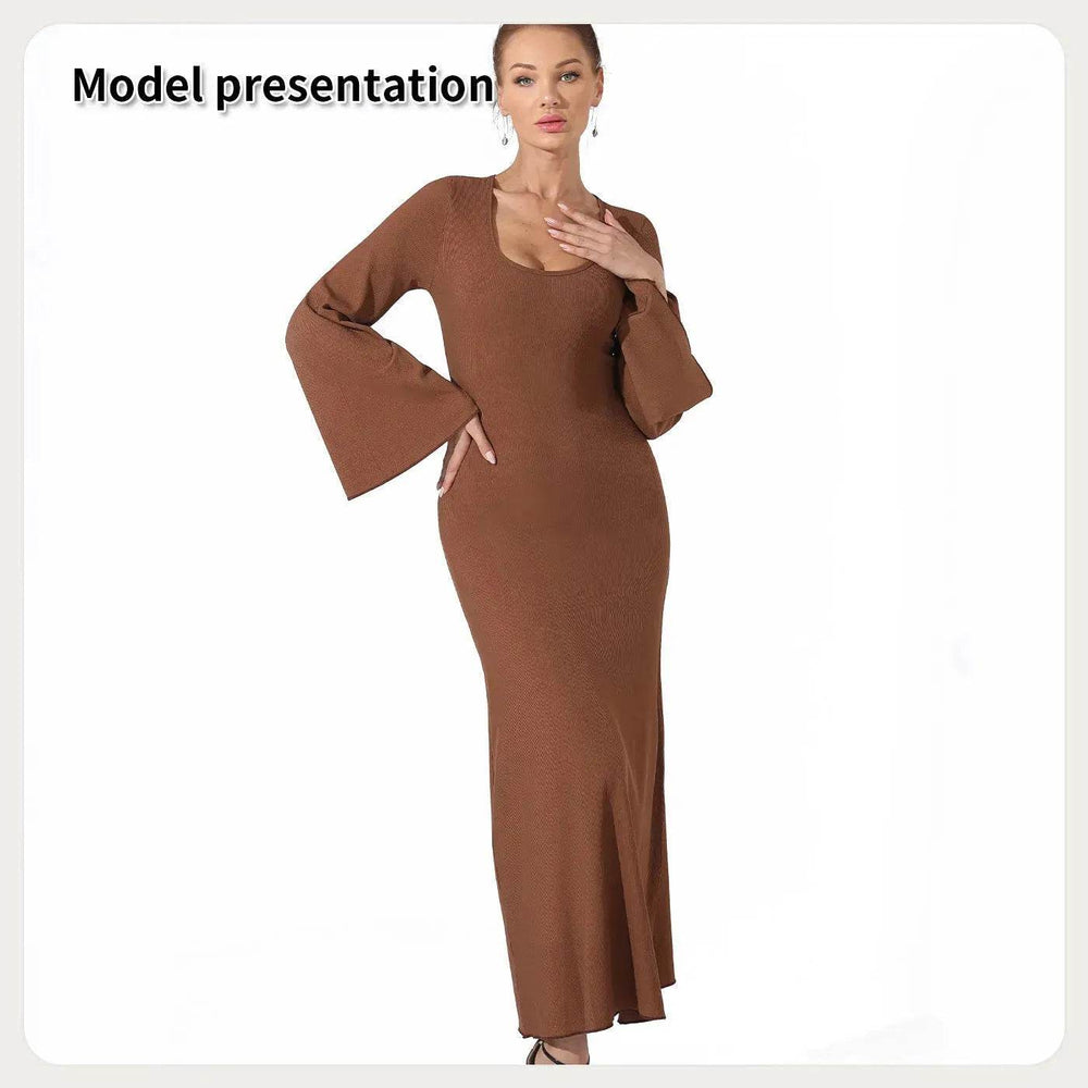 Women's Fashion Simple Plain Long Dress - EX-STOCK Canada