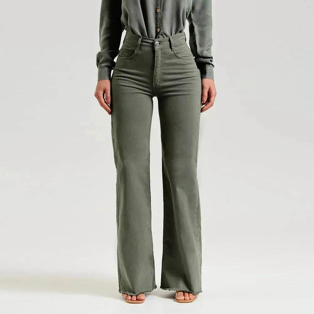 Slim Fit Stretch Fashion Frayed Flared Denim Pants - EX-STOCK Canada