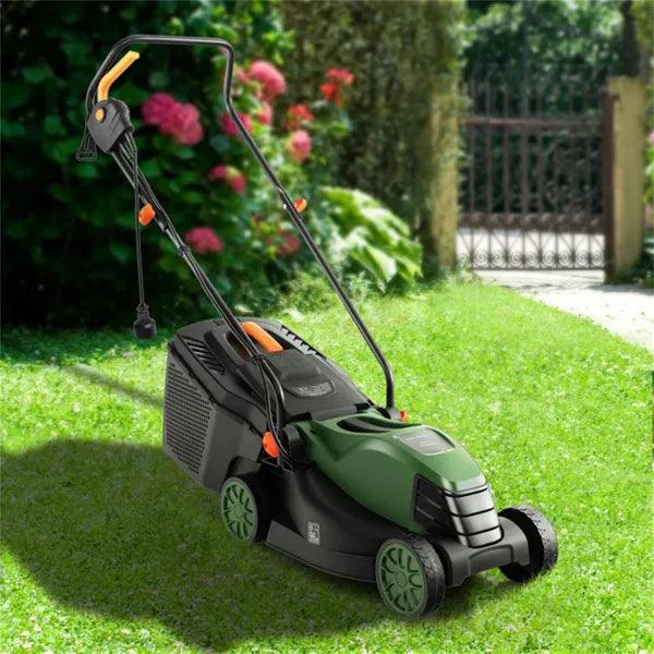 12 Ampere 13.5 Inch Electric Rope Lawn Mower With Dual Safety Switches -Green EX-STOCK Canada