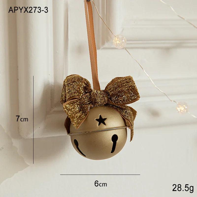 Petite pièce suspendue en forme de cloche de Noël avec nœud en veloursEX-STOCK Canada