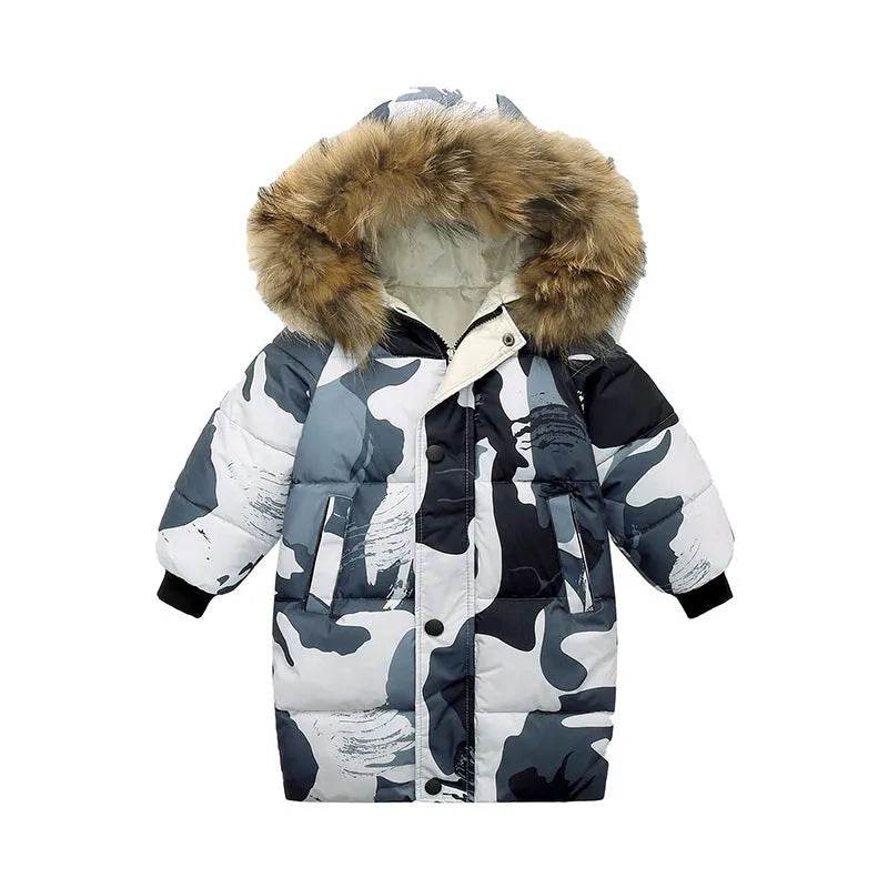 Big Fur Collar Mid-length Medium And Large Children's Clothing Thick Winter Wear Coat - EX-STOCK Canada
