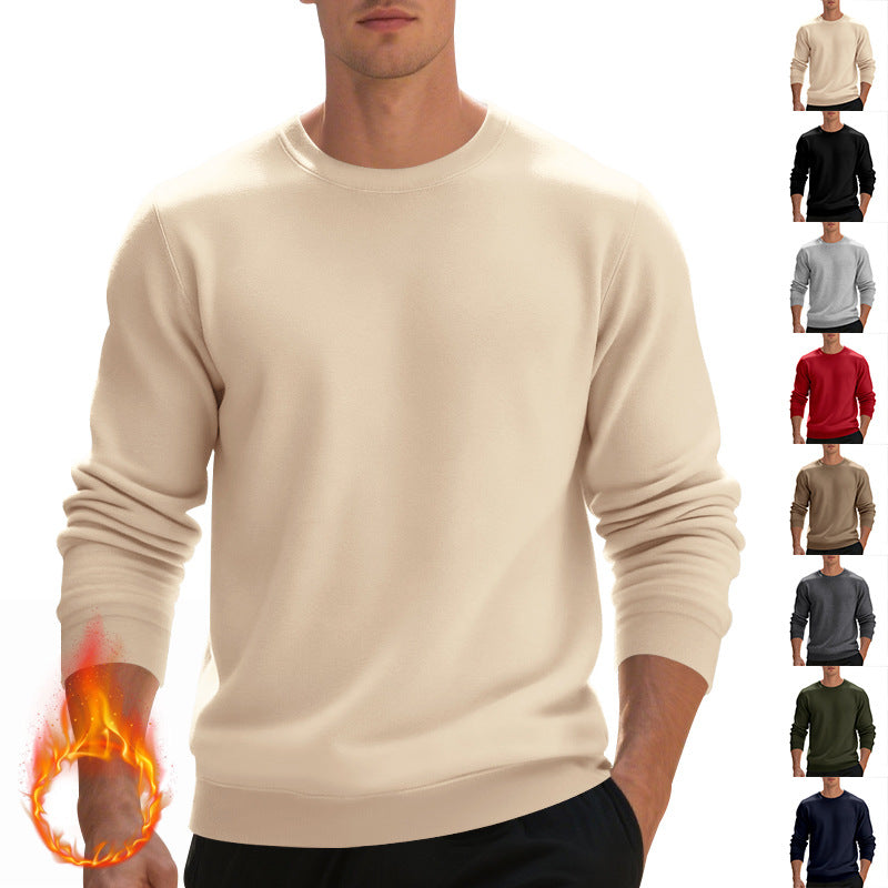 Fleece-lined Crew Neck Sweater Male Loose Casual Top EX-STOCK Canada