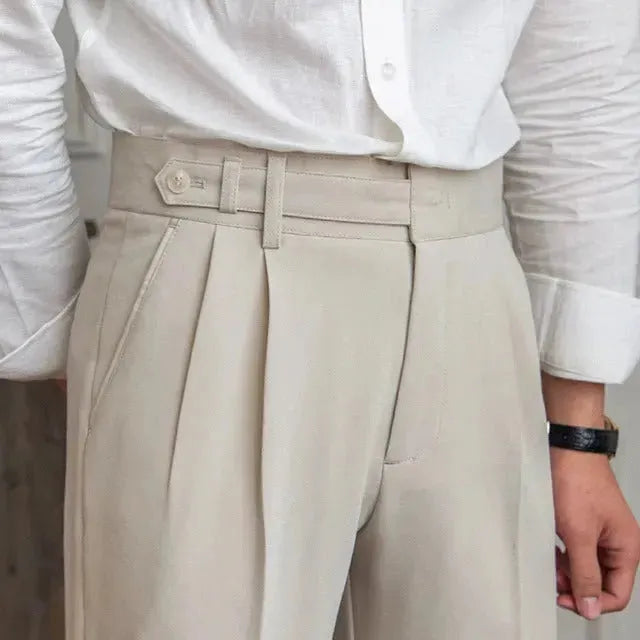 Spring And Autumn Naples Design Mid-high Waist Straight leg British Crisp Anti-wrinkle Business Office Professional Work trouser for men - EX-STOCK CANADA