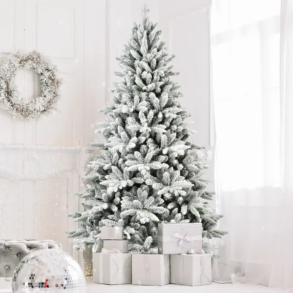 7FT Unlit Christmas Tree, Hinged Artificial Trees 1514 Premium PVC Branches EX-STOCK Canada
