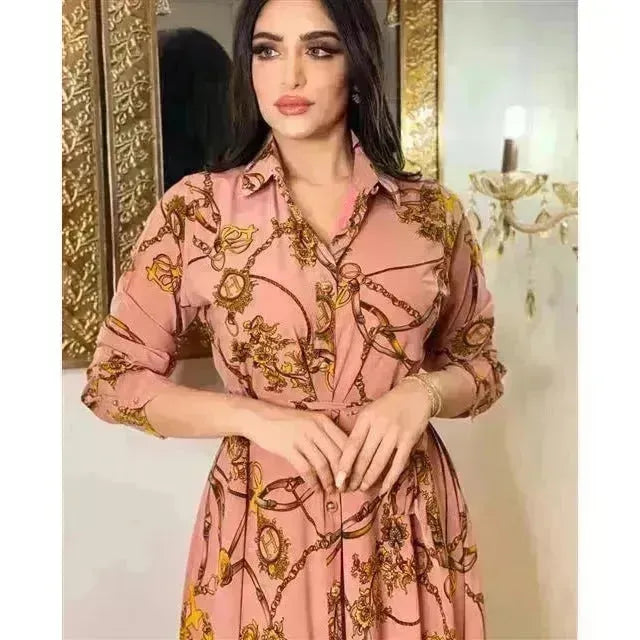 Dubai Dress Long Dress Medio Oriente Catena autunnale Abito da swing abito a maniche lunghe turche