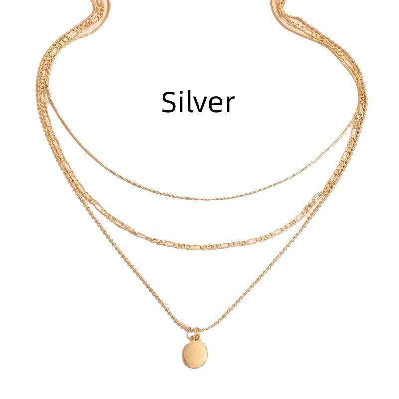 Vintage Geometric Metal Oval Pendant Necklace - EX-STOCK Canada