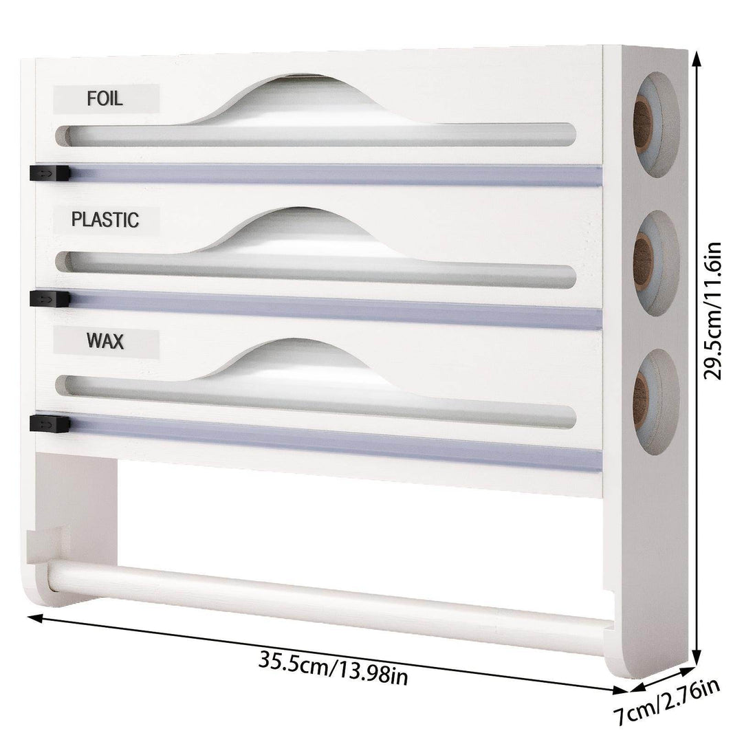 3 grid Bamboo Wood Wall Mounted Food Wrap Dispenser - EX-STOCK Canada