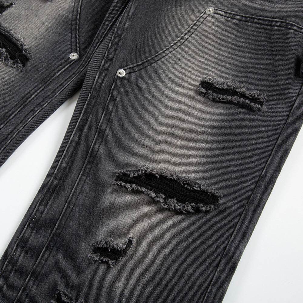 Punk Beggar Ripped Denim Straight-leg Trousers Men Jeans - EX-STOCK Canada